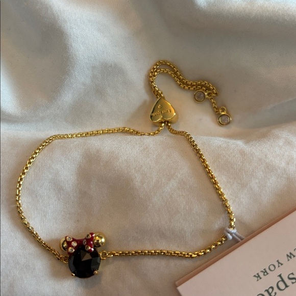 Kate Spade Gold Bracelet with Black and Red minnie mouse and Bow adjustable - Picture 5 of 9
